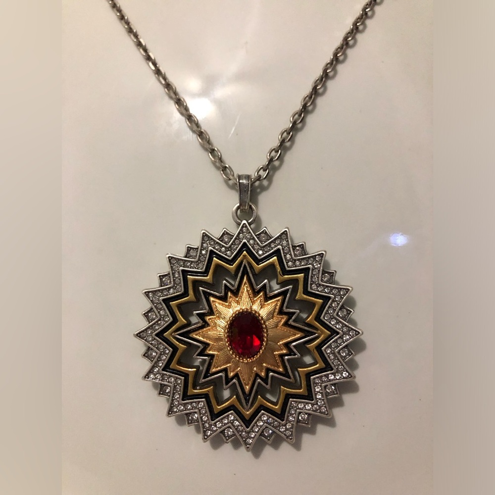 Brighton Dynasty Sol Reversible Two Tone Adjustable Red Crystal Necklace